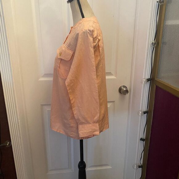 Yves Saint Laurent 100% linen peach colour buttoned blouse, size 40(M) - Picture 6 of 9